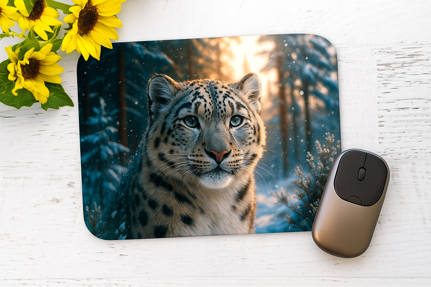 ❄️🐆 „Stille Kraft – Mousepad mit Schneeleoparden-Motiv
