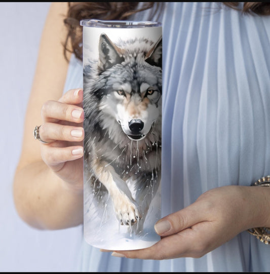 Edelstahl Tumbler mit Wolf