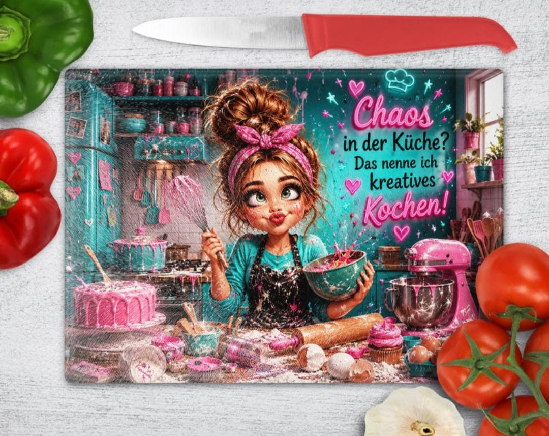 💖 Glasschneidebrett – Chaos in der Küche! 👩🍳