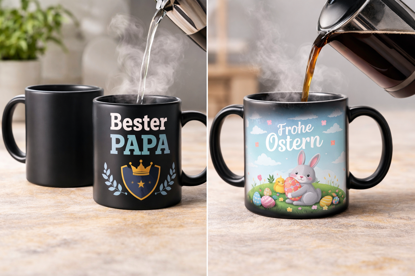 🖤 Schwarze Zaubertasse aus Keramik – Magie bei jedem Schluck