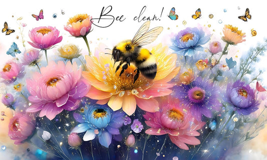 Bee Clean! – Seifenspender mit Blumenwiese & Biene |