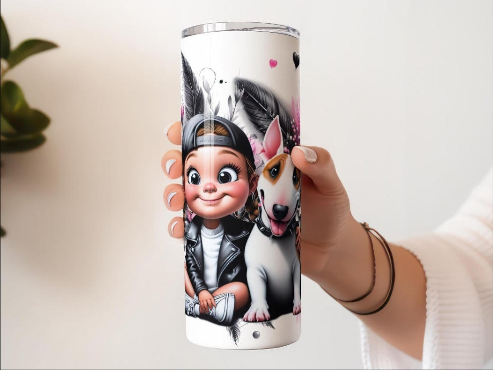 Just a Girl Who Loves Bull Terriers – Tumbler & Tasse | Süßes Cartoon-Design für Hundefans