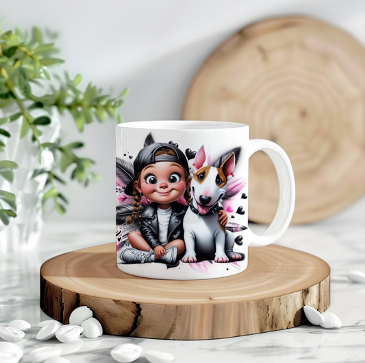 Just a Girl Who Loves Bull Terriers – Tumbler & Tasse | Süßes Cartoon-Design für Hundefans