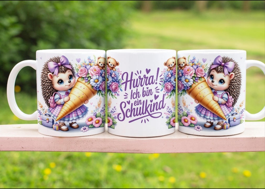 Tasse zur Einschulung – „Hurra! Ich bin ein Schulkind“ | 15 oz | Geschenk zum Schulanfang