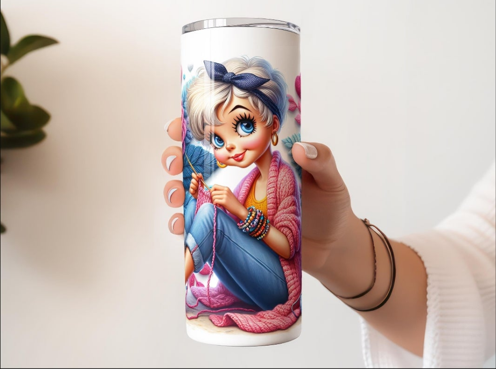 „Mir reicht’s, ich geh stricken!“ Tumbler – 20oz Edelstahlbecher mit witzigem Strick-Design | Geschenk für Strickfans