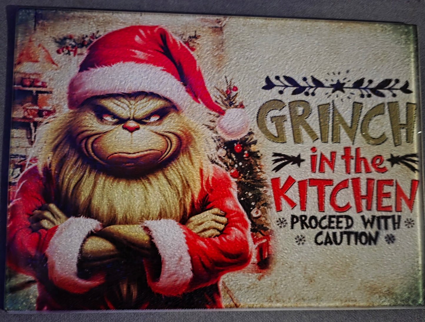 Glasschneidebrett " Grinch in The Kitchen"