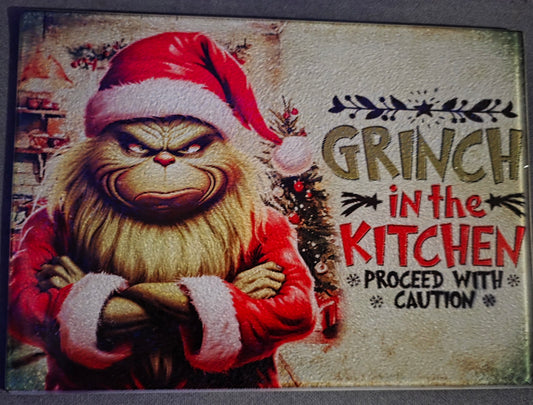 Glasschneidebrett " Grinch in The Kitchen"