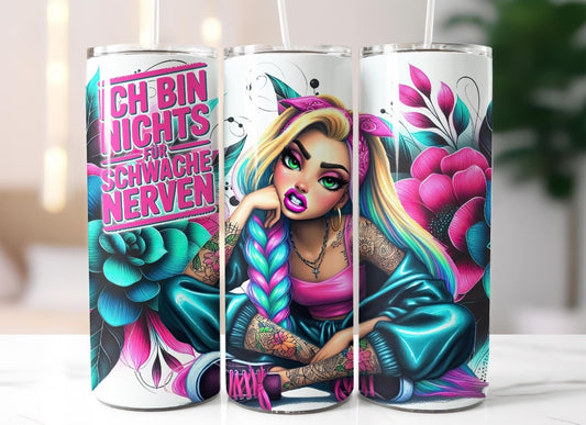 🖤 Design Tumbler – "Ich bin nichts für schwache Nerven"