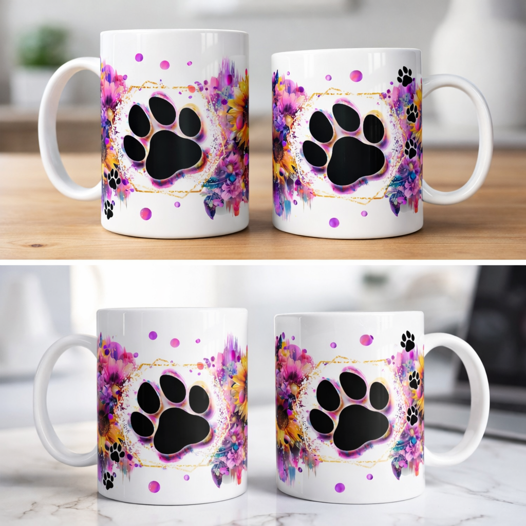 🐾 Tasse „Blütenpfote“ – Für echte Tierliebhaber