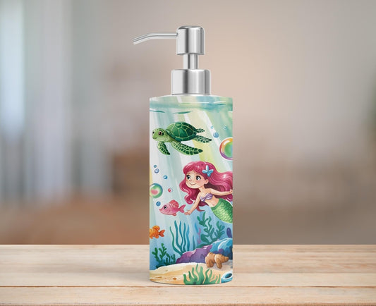 🧜‍♀️ Mermaid Splash – Seifenspender mit Meerjungfrauen & Meereswelt | Bunter Sublimationsdruck für Kinder & Bad