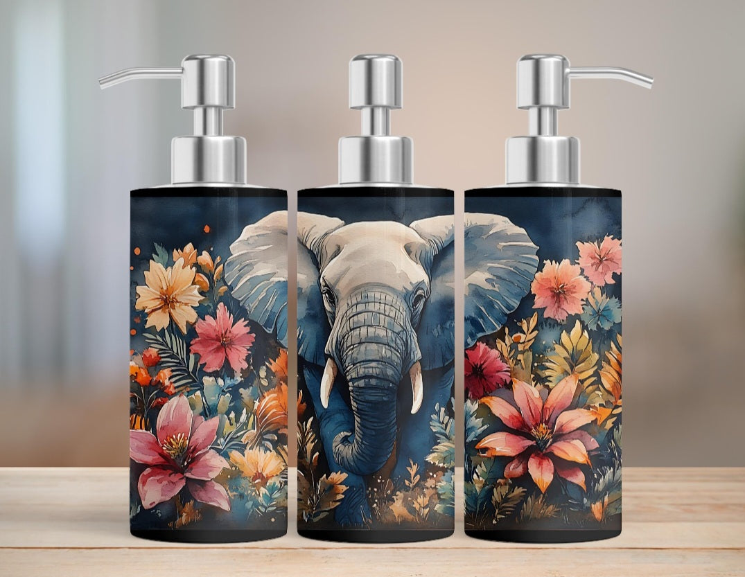 🐘 Elephant Bloom – Seifenspender mit majestätischem Elefanten & floraler Kunst | Exotischer