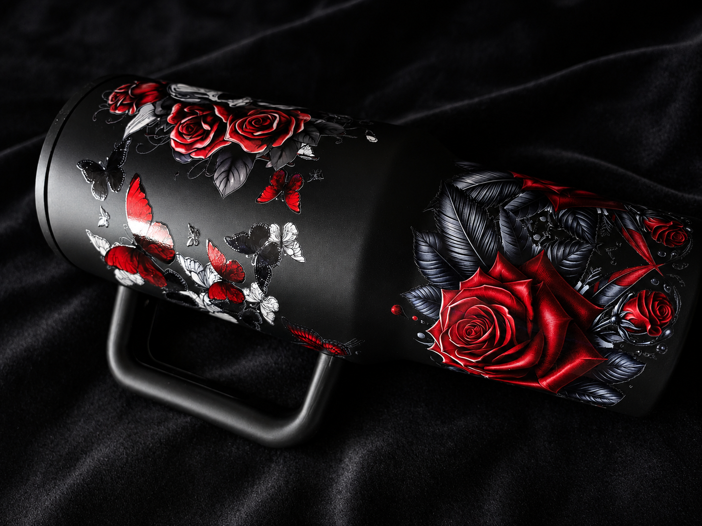 Gothic Roses & Butterflies Tumbler – 40oz 🖤🌹🦋