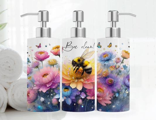 Bee Clean! – Seifenspender mit Blumenwiese & Biene |