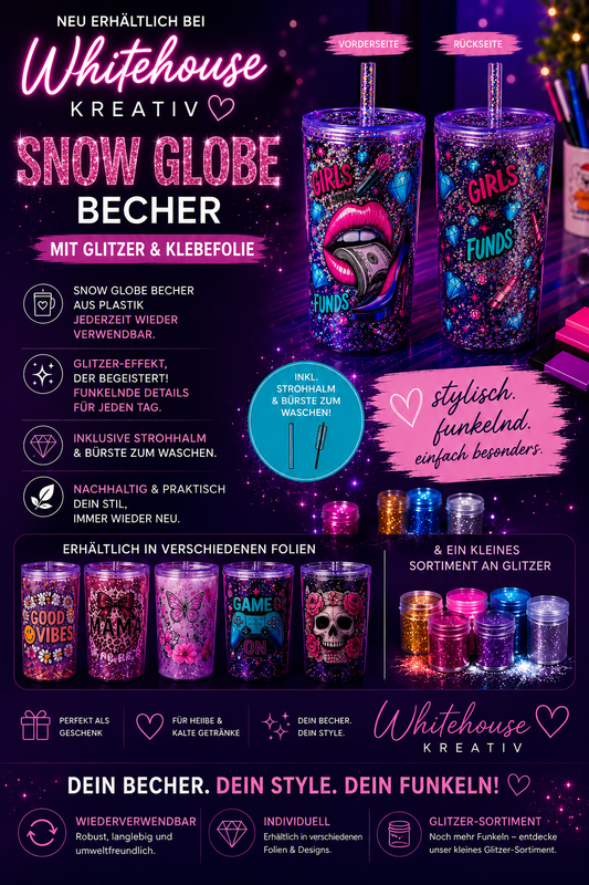 ✨ Snow Globe Becher „Girls Funds“ – Dein Style. Dein Funkeln. ✨