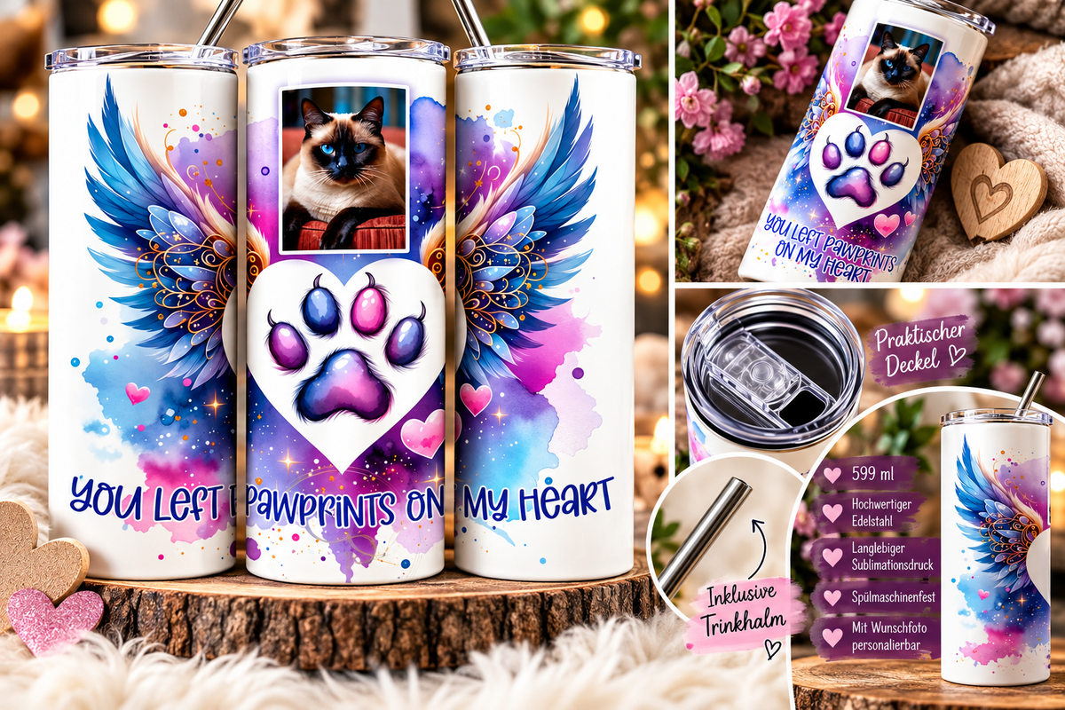 🐾💜 Personalisierter Thermosbecher – 599 ml