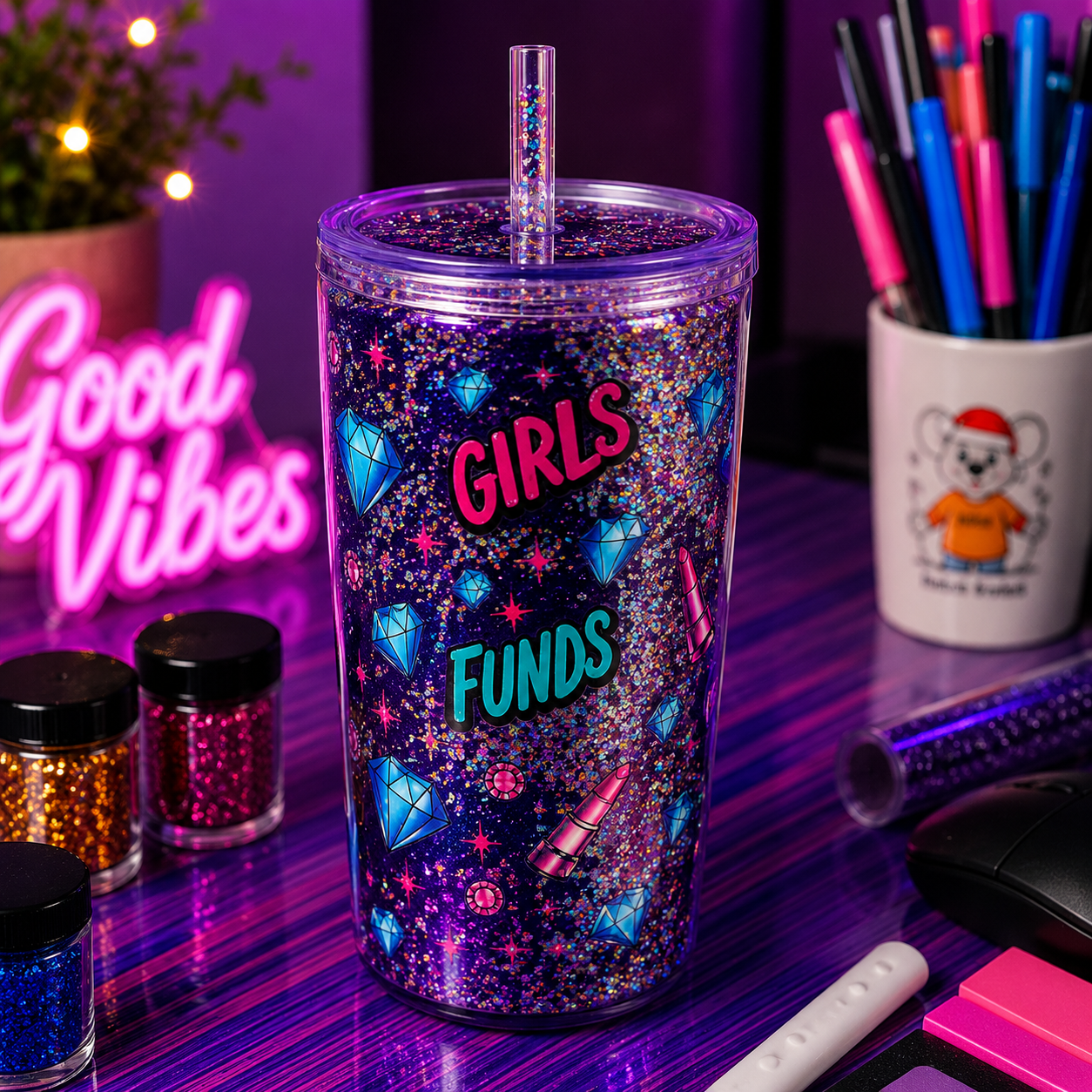 ✨ Snow Globe Becher „Girls Funds“ – Dein Style. Dein Funkeln. ✨