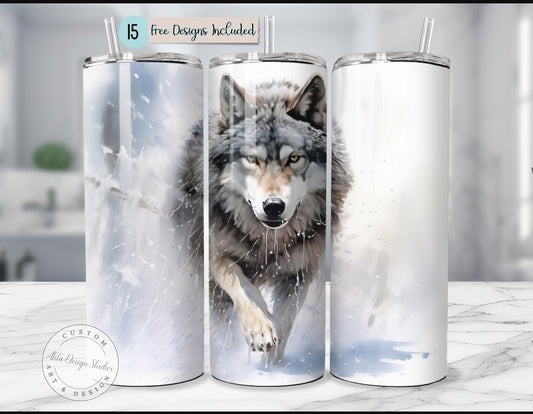 Edelstahl Tumbler mit Wolf
