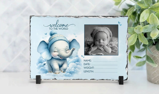 👶 Personalisierte Geburtstafel aus Schiefer – mit Foto & Geburtsdaten