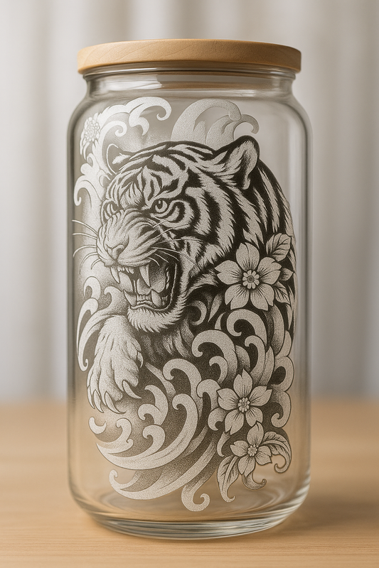 Glas Trinkbecher mit Glasstrohhalm und Reinigungsset 500ml. Hand ✋️ graviert