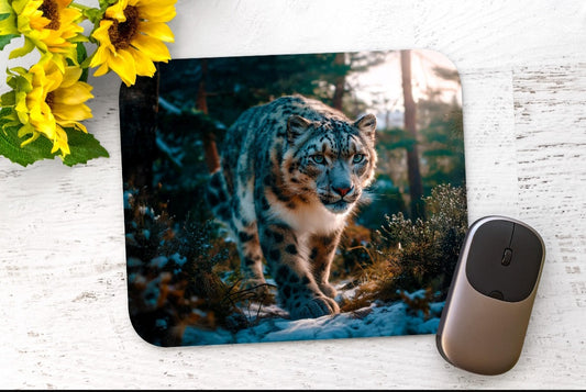 ❄️🐆 „Stille Kraft – Mousepad mit Schneeleoparden-Motiv