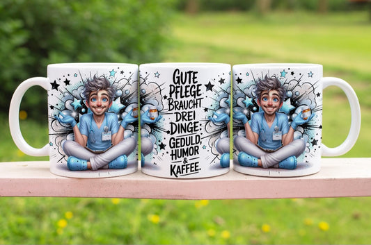 15 oz Tasse „Pflege mit Herz“ – Humorvoll, liebevoll & stark wie du!