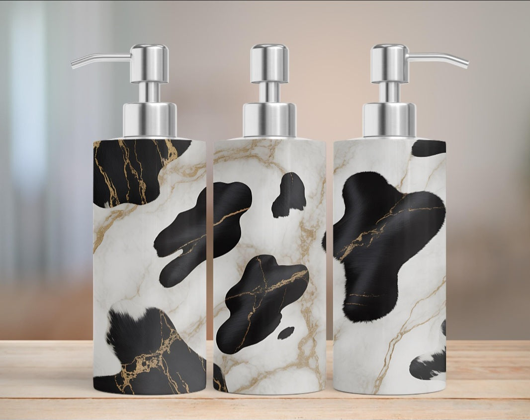 🖤 Marble Cow – Moderner Seifenspender mit Marmor-Cowprint | Eleganter