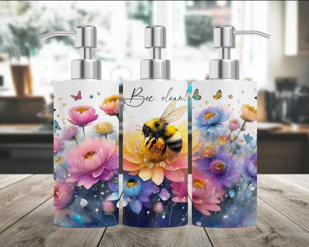 Bee Clean! – Seifenspender mit Blumenwiese & Biene |