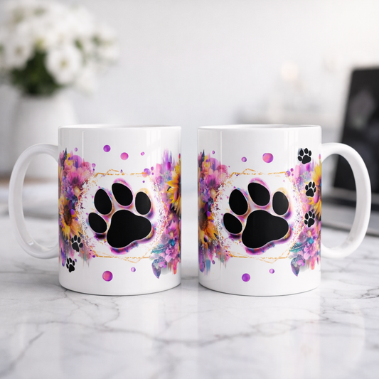 🐾 Tasse „Blütenpfote“ – Für echte Tierliebhaber