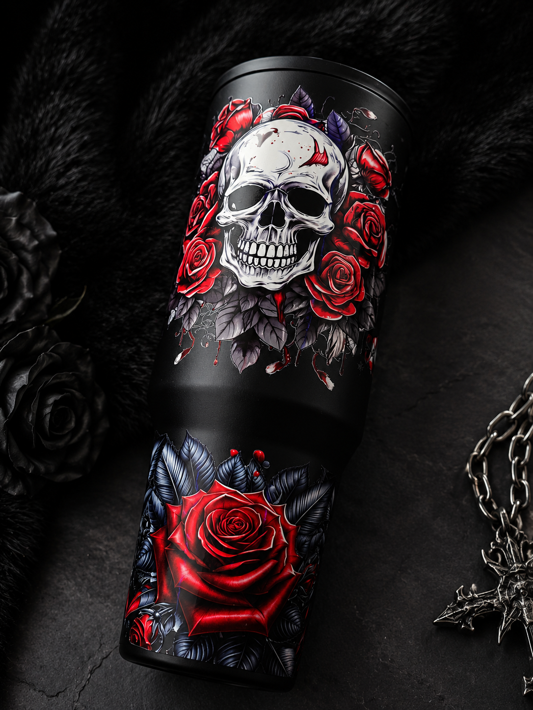 Gothic Roses & Butterflies Tumbler – 40oz 🖤🌹🦋
