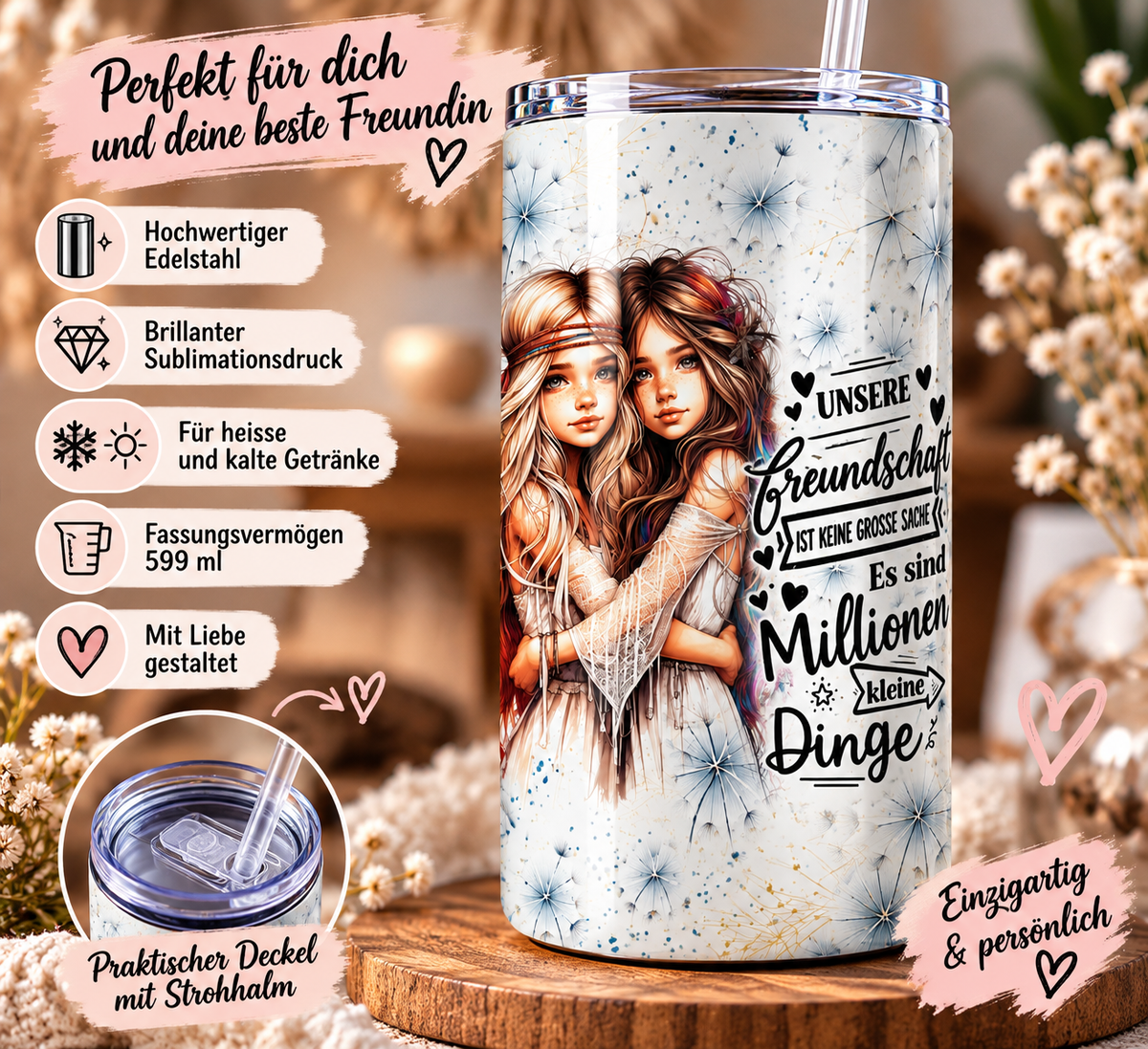 💕 Thermobecher «Beste Freundinnen» – 599 ml