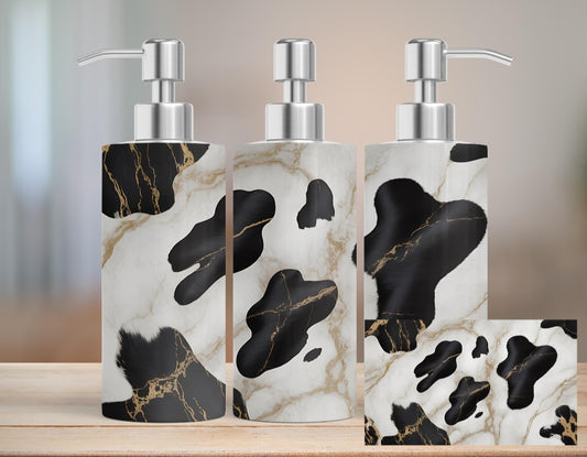 🖤 Marble Cow – Moderner Seifenspender mit Marmor-Cowprint | Eleganter